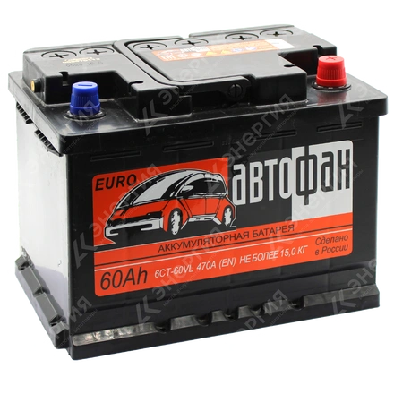 Изображение 0 товара Аккумулятор автомобильный 12В 60Ач Автофан обратной полярности
