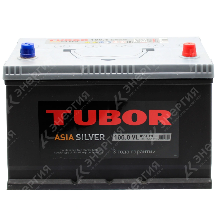 Изображение 1 товара Аккумулятор автомобильный 12В 100Ач TUBOR Siver Asia 105D31L обратной полярности