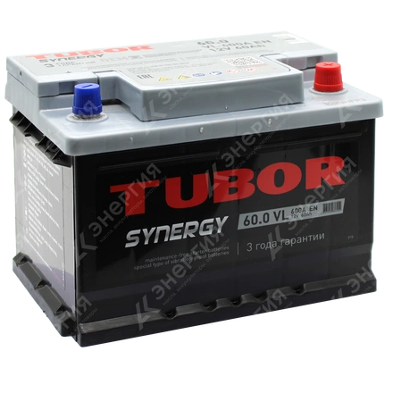 Изображение 0 товара Аккумулятор автомобильный 12В 60Ач TUBOR SYNERGY обратной полярности низ.