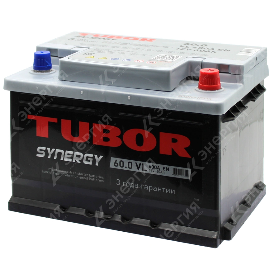 Изображение 2 товара Аккумулятор автомобильный 12В 60Ач TUBOR SYNERGY обратной полярности низ.