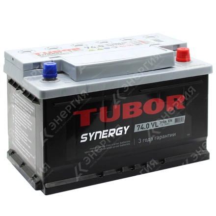 Изображение 0 товара Аккумулятор автомобильный 12В 74Ач TUBOR SYNERGY обратной полярности низ.