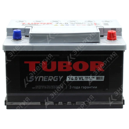 Изображение 1 товара Аккумулятор автомобильный 12В 74Ач TUBOR SYNERGY обратной полярности низ.