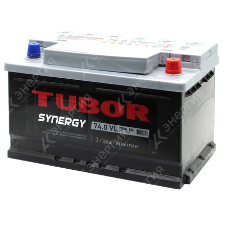 Изображение 2 товара Аккумулятор автомобильный 12В 74Ач TUBOR SYNERGY обратной полярности низ.