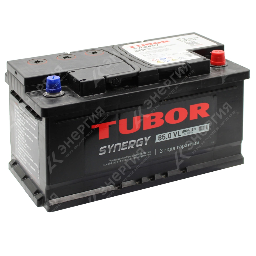 Изображение 0 товара Аккумулятор автомобильный 12В 85Ач TUBOR SYNERGY обратной полярности низ.