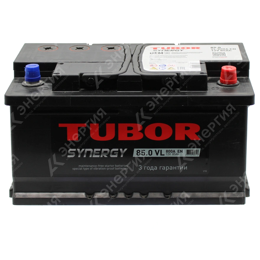 Изображение 1 товара Аккумулятор автомобильный 12В 85Ач TUBOR SYNERGY обратной полярности низ.