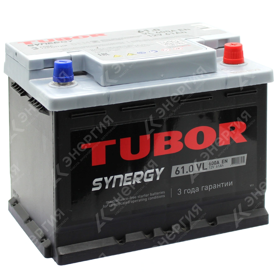 Изображение 0 товара Аккумулятор автомобильный 12В 61Ач TUBOR SYNERGY обратной полярности