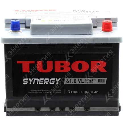Изображение 1 товара Аккумулятор автомобильный 12В 61Ач TUBOR SYNERGY обратной полярности