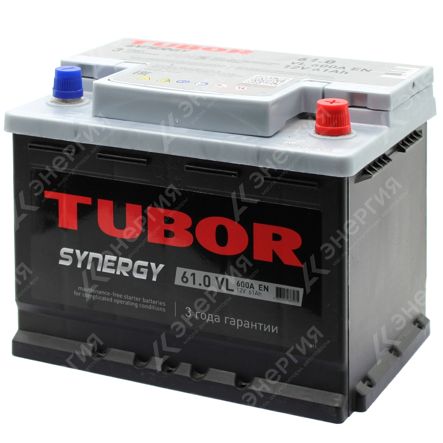 Изображение 2 товара Аккумулятор автомобильный 12В 61Ач TUBOR SYNERGY обратной полярности