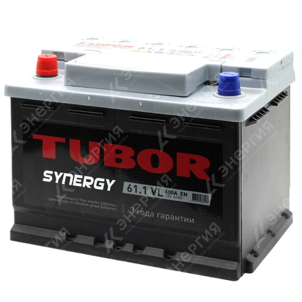 Изображение 2 товара Аккумулятор автомобильный 12В 61Ач TUBOR SYNERGY прямой полярности