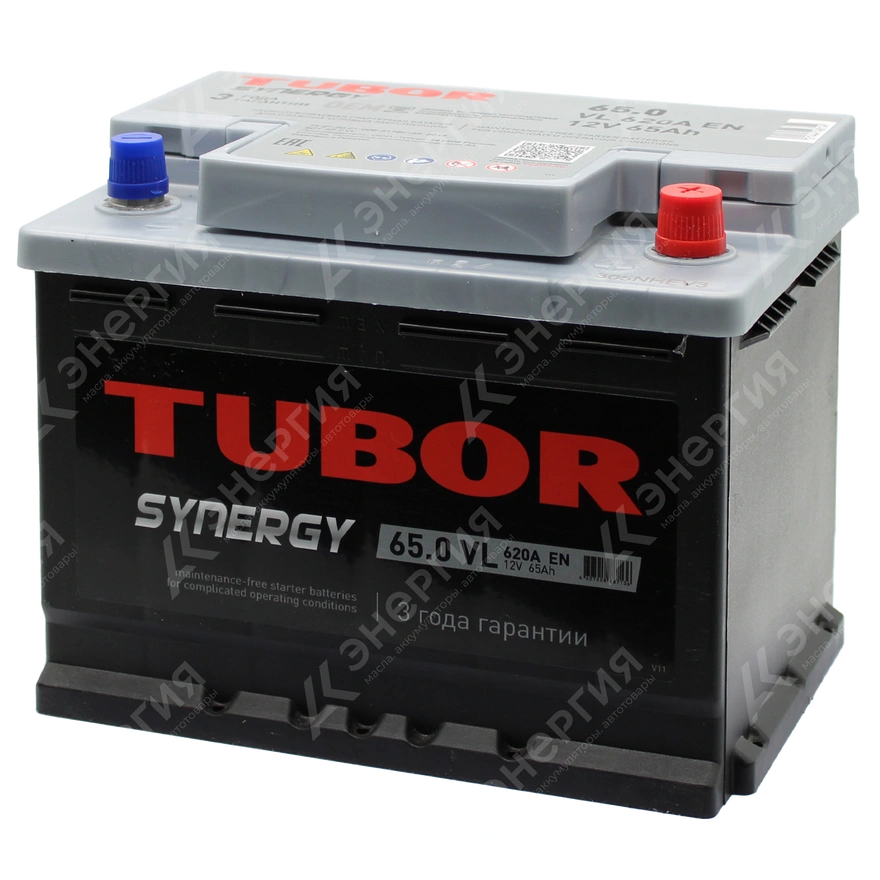 Изображение 2 товара Аккумулятор автомобильный 12В 65Ач TUBOR SYNERGY обратной полярности