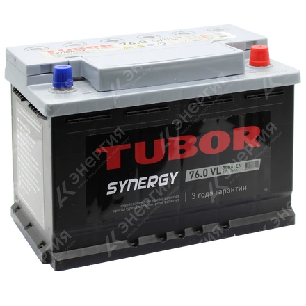 Изображение 0 товара Аккумулятор автомобильный 12В 76Ач TUBOR SYNERGY обратной полярности