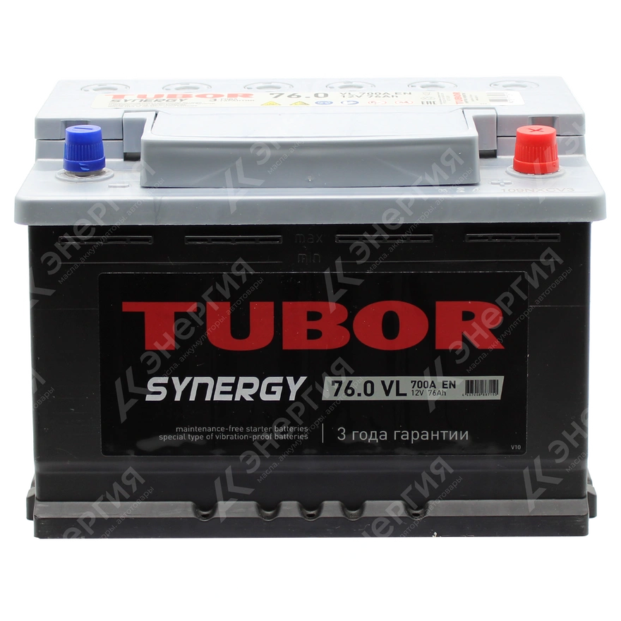 Изображение 1 товара Аккумулятор автомобильный 12В 76Ач TUBOR SYNERGY обратной полярности