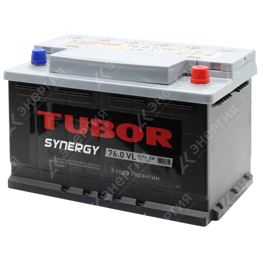 Изображение 2 товара Аккумулятор автомобильный 12В 76Ач TUBOR SYNERGY обратной полярности