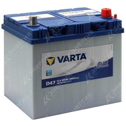 Изображение 0 товара Аккумулятор автомобильный 12В 60Ач Varta Bue Dynamic D47 Asia обратной полярности