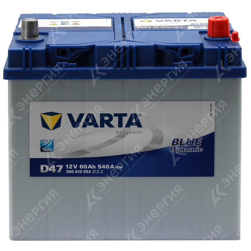 Изображение 1 товара Аккумулятор автомобильный 12В 60Ач Varta Bue Dynamic D47 Asia обратной полярности