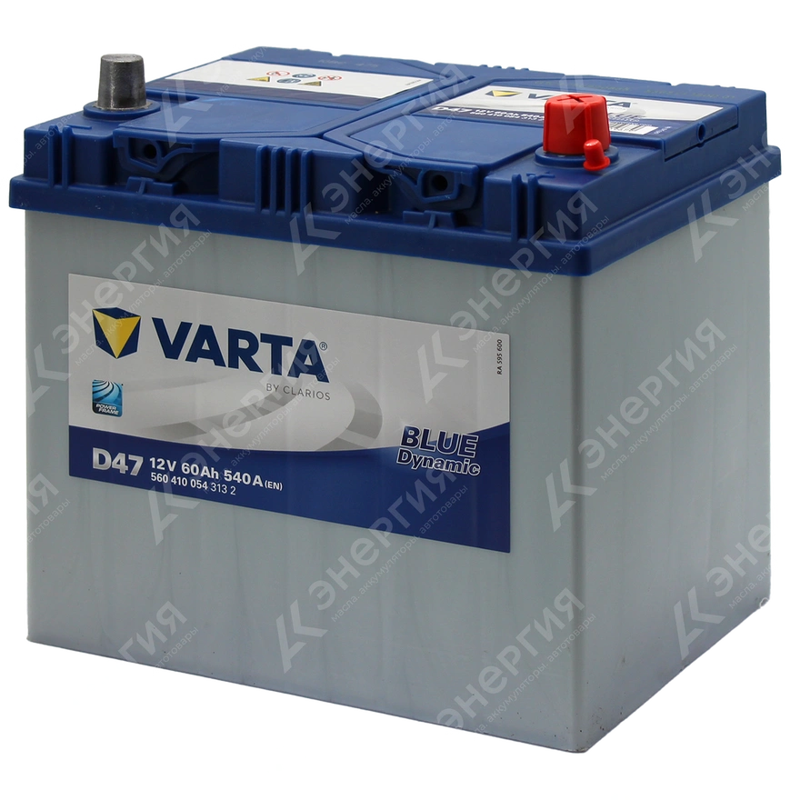 Изображение 2 товара Аккумулятор автомобильный 12В 60Ач Varta Bue Dynamic D47 Asia обратной полярности