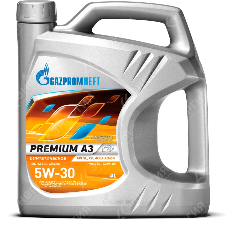 Изображение 0 товара Моторное масло Gazpromneft Premium А3 5W-30 Синтетическое 4 литра