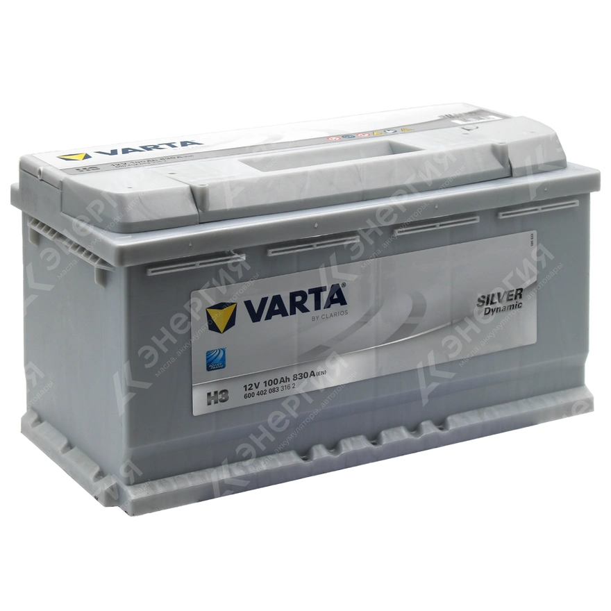 Изображение 0 товара Аккумулятор автомобильный 12В 100Ач Varta Siver Dynamic H3 обратной полярности