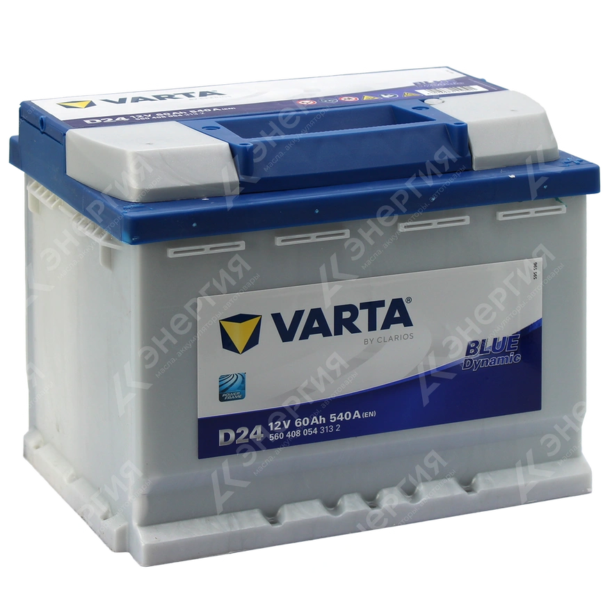Изображение 0 товара Аккумулятор автомобильный 12В 60Ач Varta Bue Dynamic D24 обратной полярности